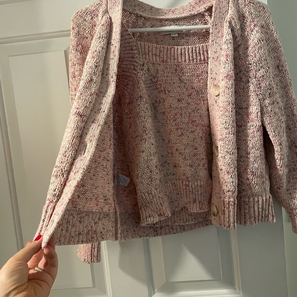 LOFT 2 pc Pink Speckled Sweater & Tank Top Set - Picture 12 of 13